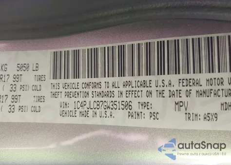 2016 Jeep Cherokee Latitude from USA, damaged, VIN 1C4PJLCB7GW351506